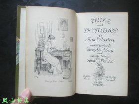 Pride and Prejudice（英文原版奥斯丁《傲慢与偏见》，董桥推崇的插画大师Hugh Thomson/休·汤姆森插图本！与鼎鼎大名的George Allen/乔治·艾伦孔雀版底本相同！罕见皮面竹节雕花烫金精装本，天头刷金！1906年1版5印，正常32开本，私藏无划，品相甚佳）【包顺丰】