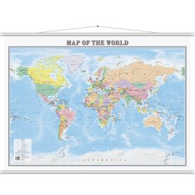 【英文版】世界地图挂图 Map of the World 尺寸1068×760mm 大幅面无拼缝 办公室会议室高清挂图