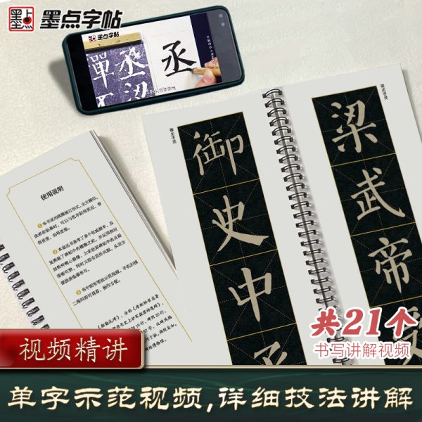 墨点字帖 传世碑帖近距离放大字卡 颜勤礼碑原碑精心修缮全文收录全彩放大附视频教程 初学者入门碑帖临摹毛笔书法临摹字帖