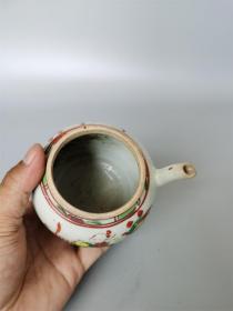 万历红绿彩麒麟送子壶 老瓷器 收藏回流茶器杯子矾