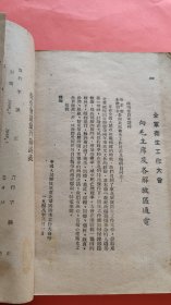 1948年出版  中国人民解放军东北军区卫生会议汇刊 有首长题词 有全体会议人员合影