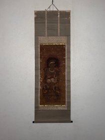 古佛画 水天像 婆楼那龙王 室町时代 密教十二天 婆罗门古神 纸本描金