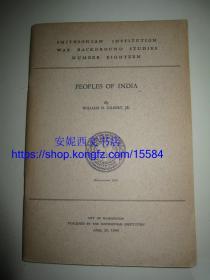 1944年二战文献《印度的人民》 ----  史密森尼学会二战研究第18号报告，21幅照片+大幅折叠地图，中缅印战区，珍贵二战抗战文献 Peoples of India