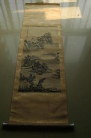 中国当代著名书画家李味青（1909.12.23—1997.9.20）精品绢画山水画《水阁晴岚图》一幅