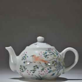 江西瓷业公司 浅降彩富贵白头茶壶
