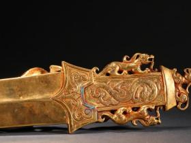 旧藏 铜鎏金龙凤纹剑。