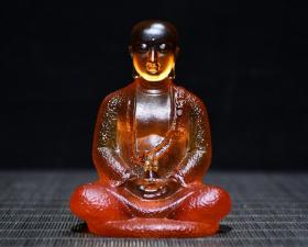古法琉璃雕刻地藏王摆件