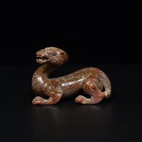 精品旧藏老和田玉【铭文 玉龙】摆件