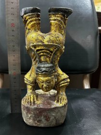 古玩旧藏张五郎描金木雕像