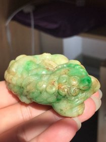 古玩旧藏清代老翡翠狮子绣球