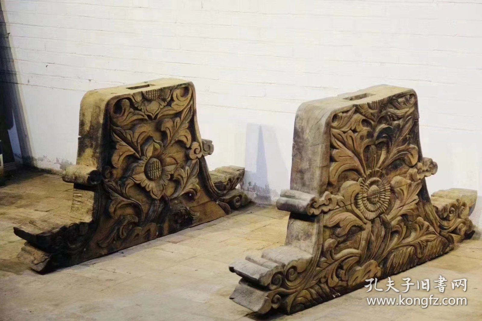 清代雕花建筑构件一对