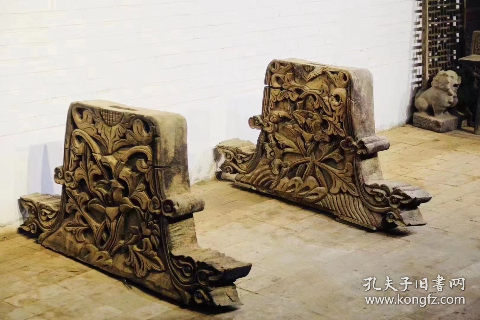 清代雕花建筑构件一对