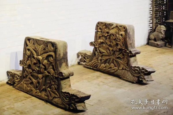 清代雕花建筑构件一对