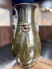 清代茶叶沫釉兽耳瓶
