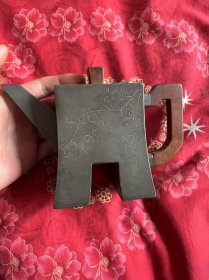 古玩旧藏锡制名人茶壶