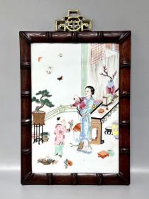 清代粉彩人物瓷板画