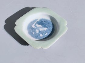 古玩旧藏清代青釉笔舔