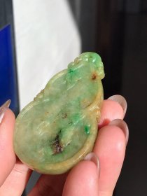 古玩旧藏清代老翡翠福禄牌