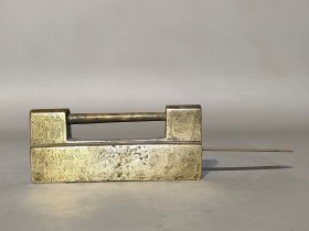 古玩旧藏清代白铜锁1