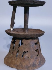 古玩旧藏清代铁油灯