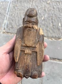 古玩旧藏黄杨木雕老寿星