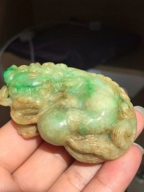 古玩旧藏清代老翡翠狮子绣球