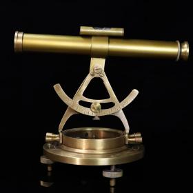 回流纯铜带指南针底座带水银伸缩铜望远镜，