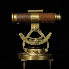 回流牛皮包铜带指南针底座带水银单筒伸缩望远镜