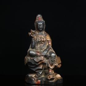 珍藏朱砂红铜鎏金佛像
