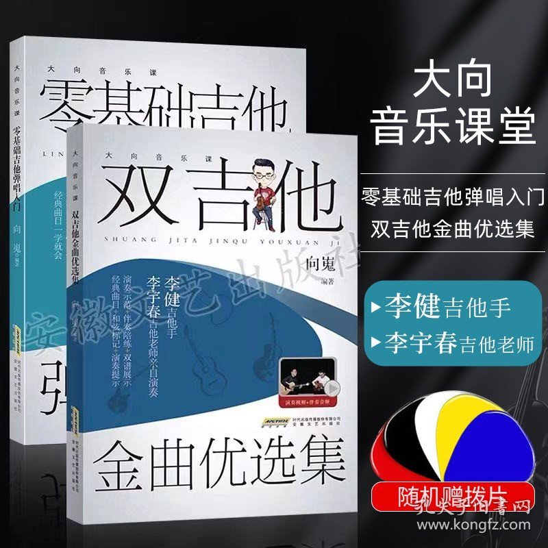 两本套 大向音乐课 双吉他金曲优选集+零基础吉他 视频示范伴奏 流行歌曲 吉他自学零基础入门教材吉他曲谱 歌手李健吉他谱书籍