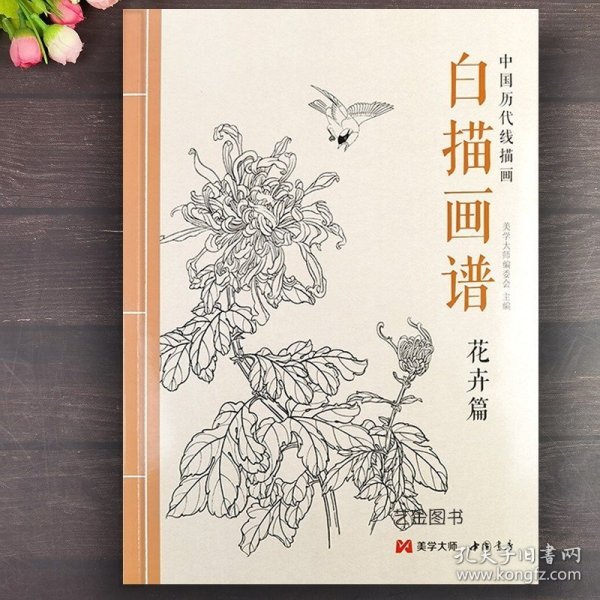 白描画谱花卉篇 中国历代线描画梅兰竹菊荷花牡丹工笔技法画册集入门初自学者零基础教程材成人手绘临摹勾线名家底稿图大全绘画