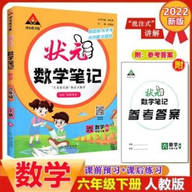 正版2022春状元数学笔记六年级下册人教部编版配套课本的课堂笔记