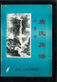 云雾洞唐氏族谱（四川省达州市开江县新宁镇桥亭村）始祖开天，字行祥一，永乐二年由靖州会同县高村永福乡之三图迁居沅州黔阳县原神乡沱口小江口。始迁祖十世大芬、九世宗泽、十一世应富、应贵、应卿、应荣、十二世仕俸、任鲁等及家属十余人，清康熙三十六年迁居四川遂宁府新宁县一甲石板塘、云雾洞、傅家沟、普安沟数地落业。十三世仕俸后移居广安，任鲁后移居陕西。