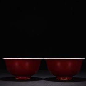 明永乐霁红釉宫式碗