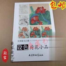 实用原大白描设色荷花小品 工笔白描底稿绘制上色步骤图谱 金建成