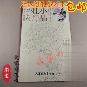 实用白描画稿原大版牡丹小品 李晓明 绘画入门工笔画白描底稿书籍