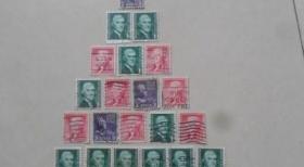 第3任美国总统托马斯·杰斐逊邮票21枚，雕刻版。该总统1801年-1809年执政