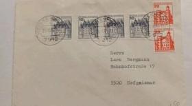 德国贴77年城堡6枚实寄封