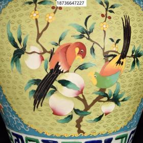 古董古玩瓷器收藏 明宣德掐丝珐琅彩花鸟纹景泰蓝罐32*33CM