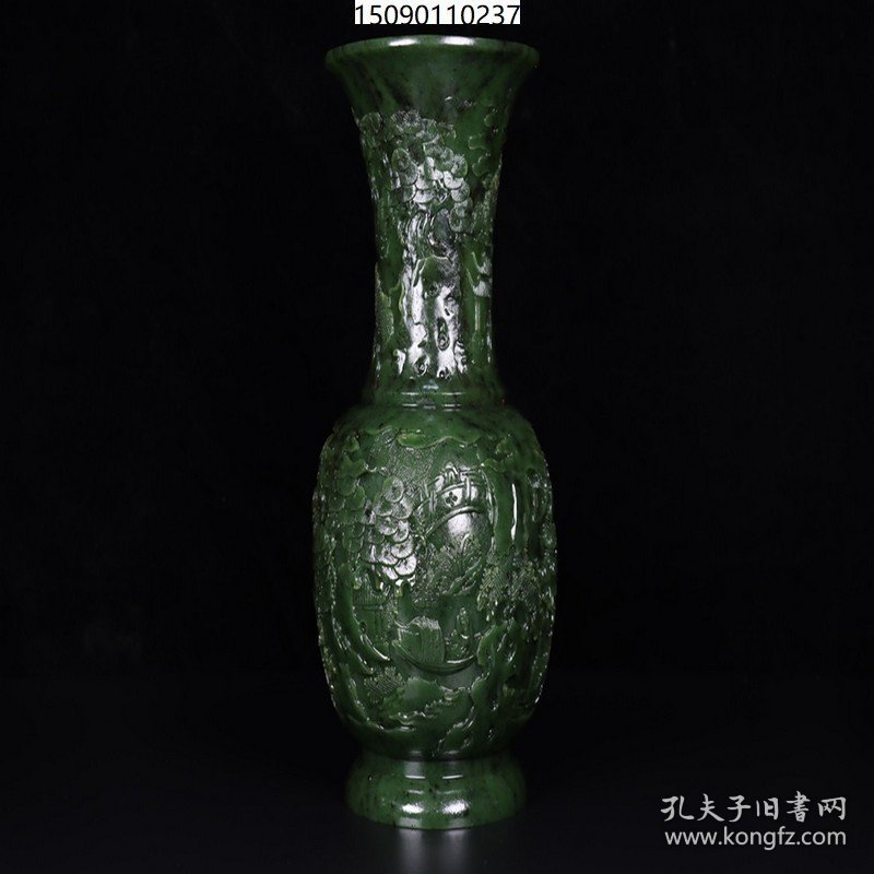 臻品旧藏和田玉 瓶一对长12/24CM，单重1654克