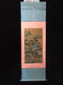 旧藏古玩书画三尺中堂绢布画纯手绘A13赵孟頫的山水