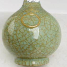 古董古玩老瓷器收藏 宋代回流汝瓷冰片花瓶9*18CM
