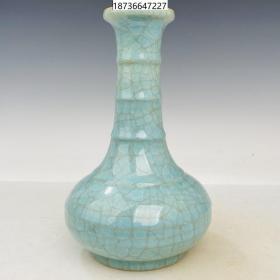 古董古玩老瓷器收藏 宋代汝瓷冰片旋纹瓶13*22.5CM