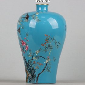 清雍正珐琅彩描金喜鹊登梅纹梅瓶 高宽：32*20cm