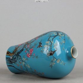 清雍正珐琅彩描金喜鹊登梅纹梅瓶 高宽：32*20cm