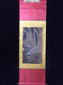 旧藏古玩书画三尺中堂绢布画纯手绘A23蒋廷锡的花鸟