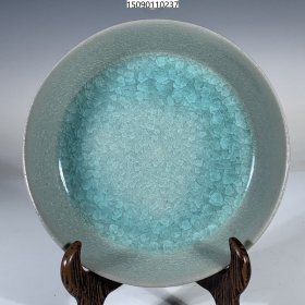 宋汝窑冰裂纹七彩（大宋汝窑青龙寺）卷足笔洗，15/4CM
