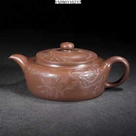 回流旧藏全手工景舟制陶原矿紫泥如扁紫砂壶18/7cm350cc