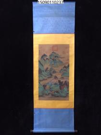 旧藏古玩书画三尺中堂绢布画纯手绘A22董源的山水