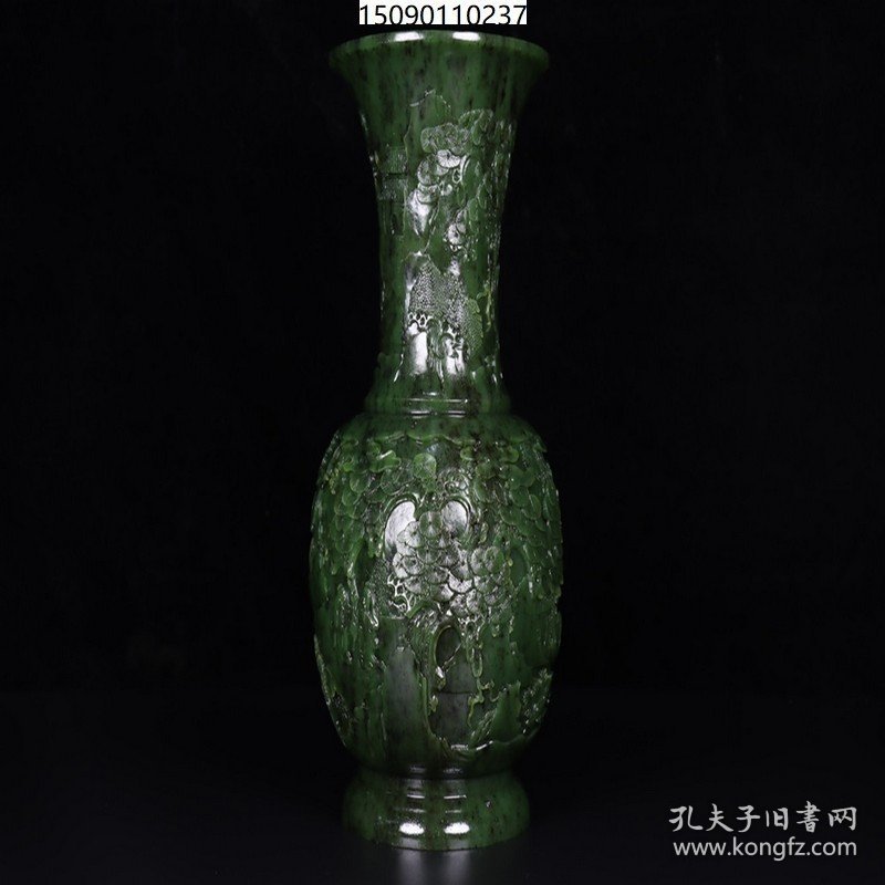 臻品旧藏和田玉 瓶一对长12/24CM，单重1654克